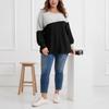 European and American Large-size Women's Clothing Bat-sleeved Color-matching Striped Knitted Sweater Autumn New