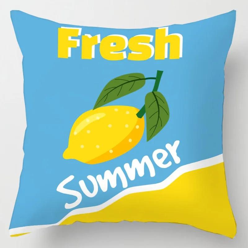 Zitronenfrucht-Muster Kissenbezug mit Kurzplüsch-Druck für Wohnzimmer-Sofa Dekoration Kissenbezüge Kissenbezüge