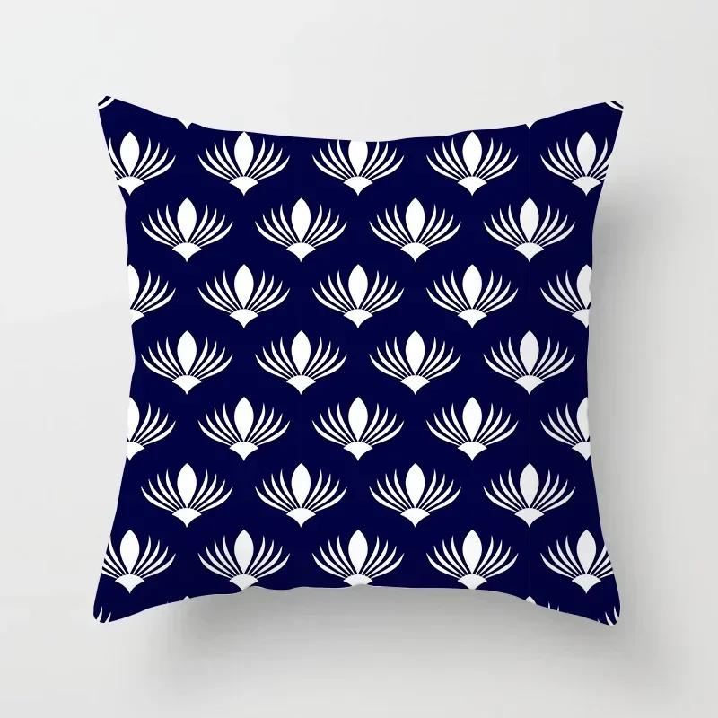 Blau Weiß Porzellan Druck Kissenbezug Böhmischer Stil Mandala Geometrie Kissenbezug Modern Mode Sofa Stühle Dekokissen