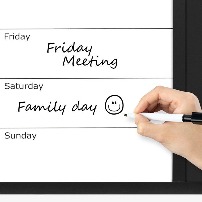 Tableau magnétique - Navaris - 47164.01.2 - 3 en 1 - 70 x 50 cm - Effaçable et inscriptible