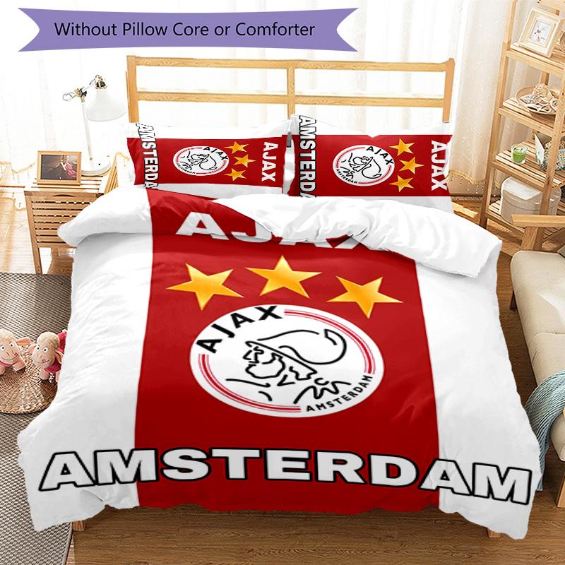 3pcs AFC Ajax pattern bedding set duvet cover set includes duvet cover &pillowcases,perfect all season bedroom decoration&gift