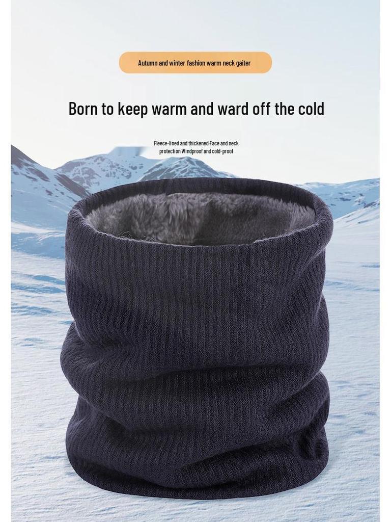 Winter-Halswärmer im koreanischen Stil, doppellagig, mit Fleece gefüttert, für Herren