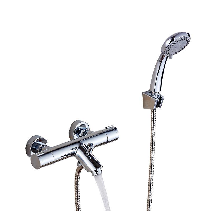 New Chrome Bathroom Shower Faucet Set Thermostatic Bathtub Shower Mixer Set Wall Mounted Brass Waterfall Style Chrome