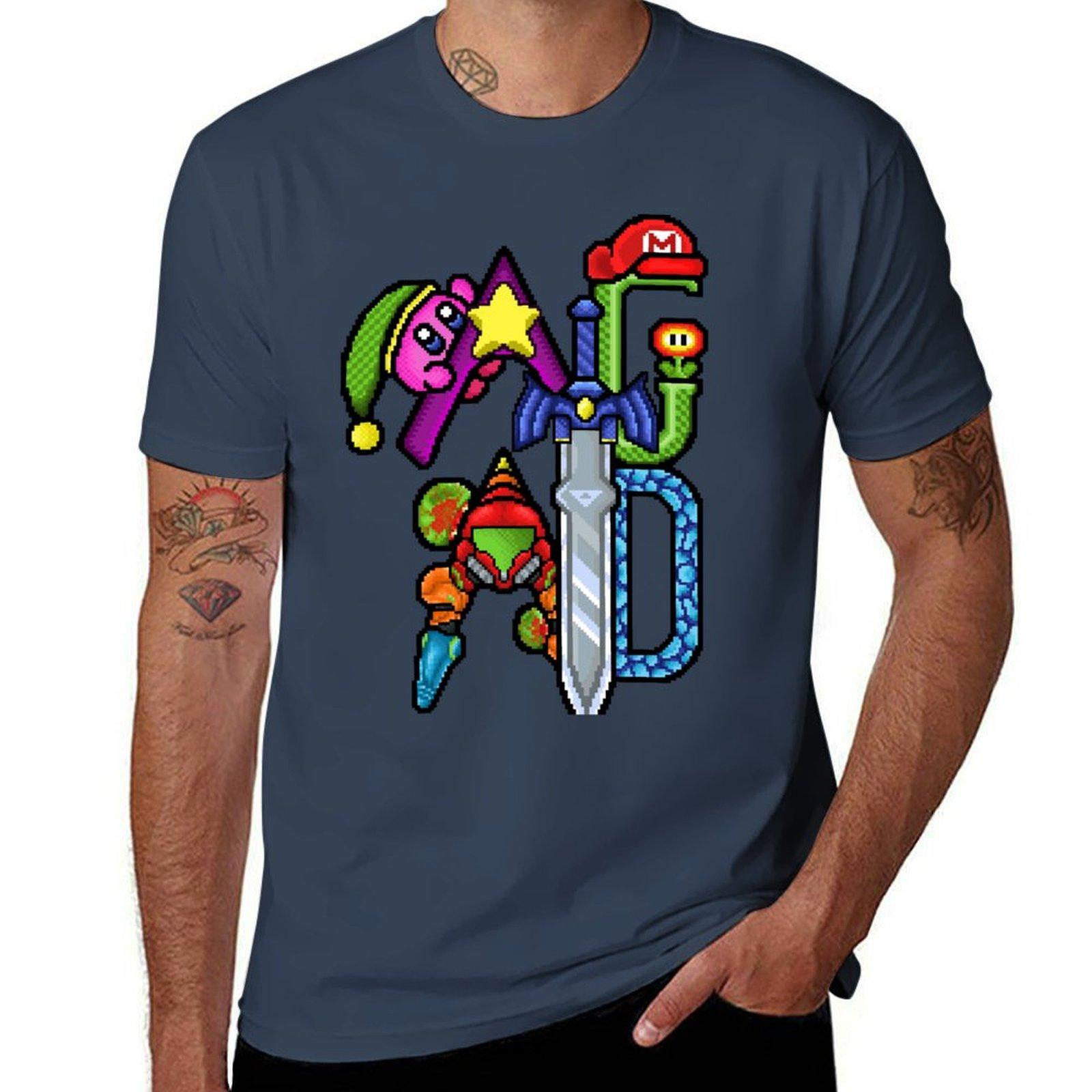 Agad Pixel Art Og Tshirt Casual All Match Short Sleeve Tshirt S