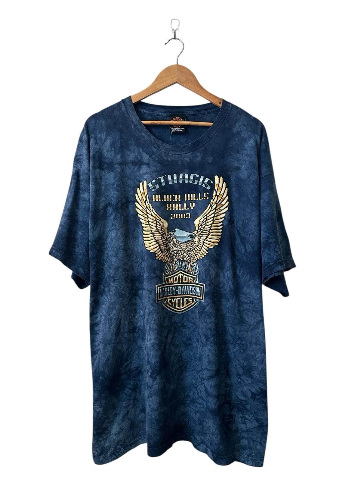 Винтажная футболка Harley Davidson Sturgis Rally Мужская 2XL Синий Тай-дай 2003 США 2XL