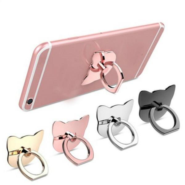 4 Pcs Cat Shape Phone Holder 360 Degree Metal Finger Ring Holder Luxury Women for Phone Stand