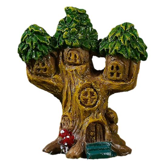 Micro Landscape Ornaments Resin Fairy Garden Accessories Small Wooden Tree Houses for Plants Fish Tank Decor DIY Scenes Cake