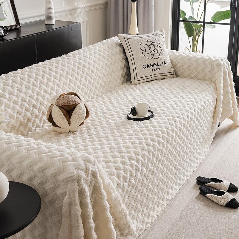 Winter Thickening Couch Seat Covers Solid Color Living Room Plush and Soft Mat Dustproof Furniture Protector Home Decoration