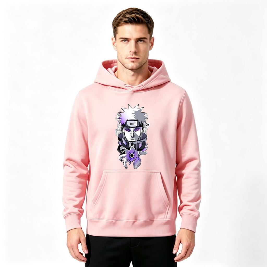 Men's Anime Pain Printed Pullover Hoodie Casual Long Sleeve Comfortable Streetwear Tops for Adults