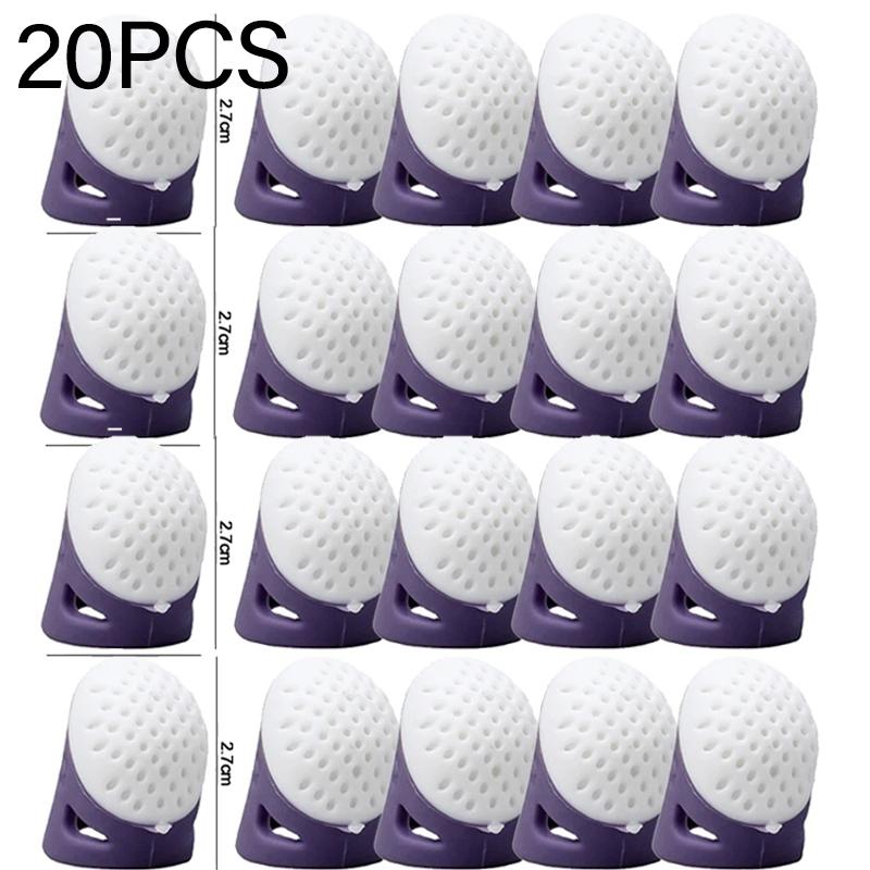 Sewing Thimbles Anti-slip Finger Cover Silicone Sewing Finger Tips Hollowed Protector Sleeve DIY Hand Cross-stitch Sewing Tools