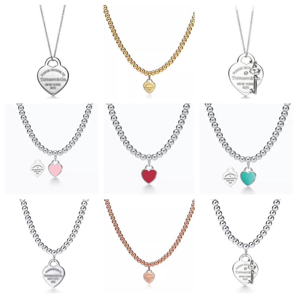 Heart-Shaped Enamel Cross Chain Necklace with Peach Heart Beads for Women - Fashionable Classic Style