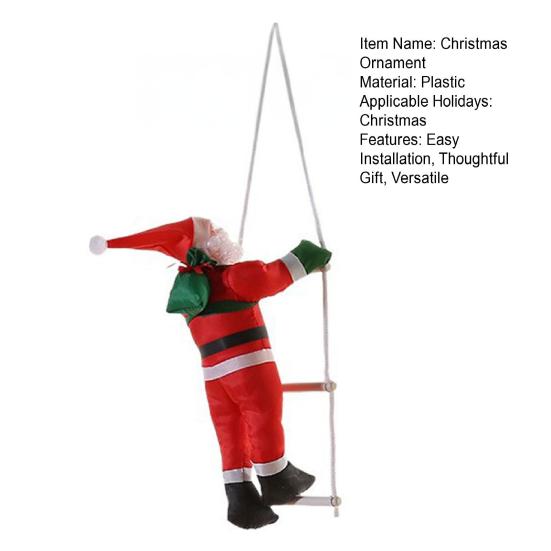 Yousheng Santa Claus On Ladder Ornament Plush Hanging Decor for Christmas Tree Window Staircase Festive Holiday Decoration with Rope