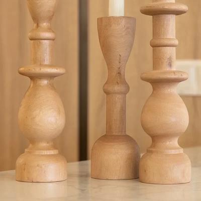 Wooden Candlesticks Unfinished Wood Candle Holder Pillar Taper Candle Stands for Wedding Party Birthday Home Table Decoration