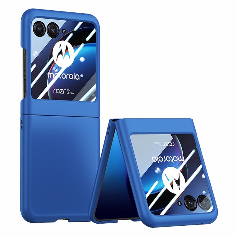 

Для Motorola Razr 40 Ultra 5G Чехол для телефона Матовый ПК-чехол с защитным стеклом для заднего экрана Dark Blue