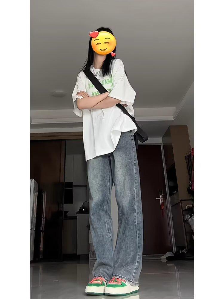 Women's 2025 Retro High Street Jeans: Fleece-Lined Straight, Narrow & Wide Leg Options for Spring, Autumn, Winter