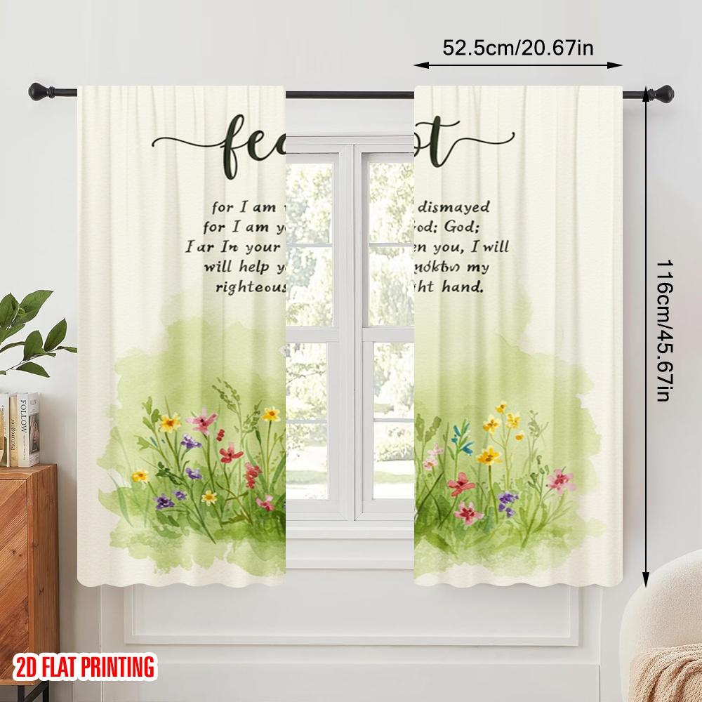 2pcs 2D Flat Printing Curtain Fear Not Lamb God Strengthen Polyester Without Electricity Seasonal Party & Holiday Decor Perfect