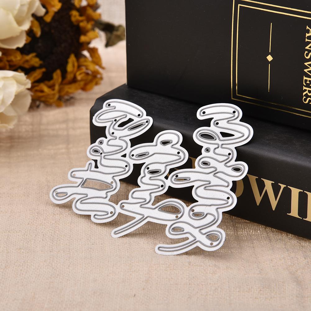 Alphabet Phrase Framework Metal Silvery Stencil Embossing Cutting Dies For Diy Scrapbooking Paper Album Cards Making