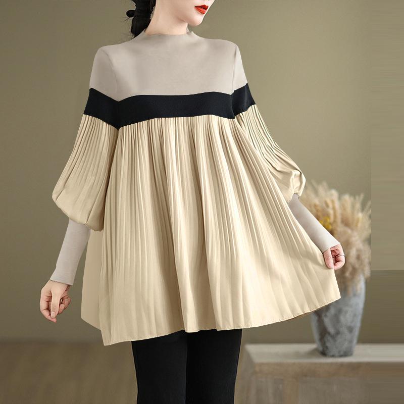 

ZANZEA Женская повседневная блузка с воротником-стойкой и длинным рукавом в стиле пэчворк L