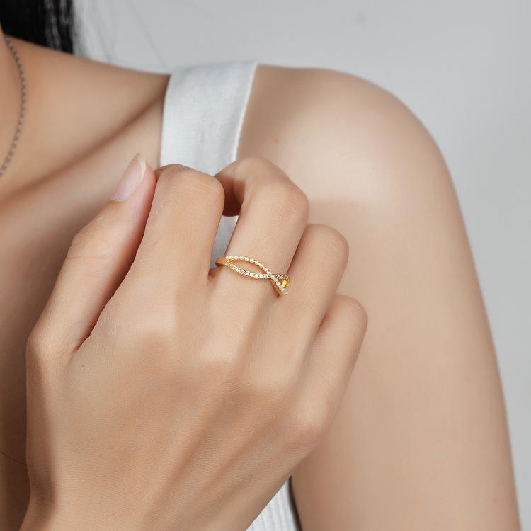 Cross Pearl Ring Women's Fashion Personality Light Luxury Simple Temperament Index Finger Ring Women's Ring