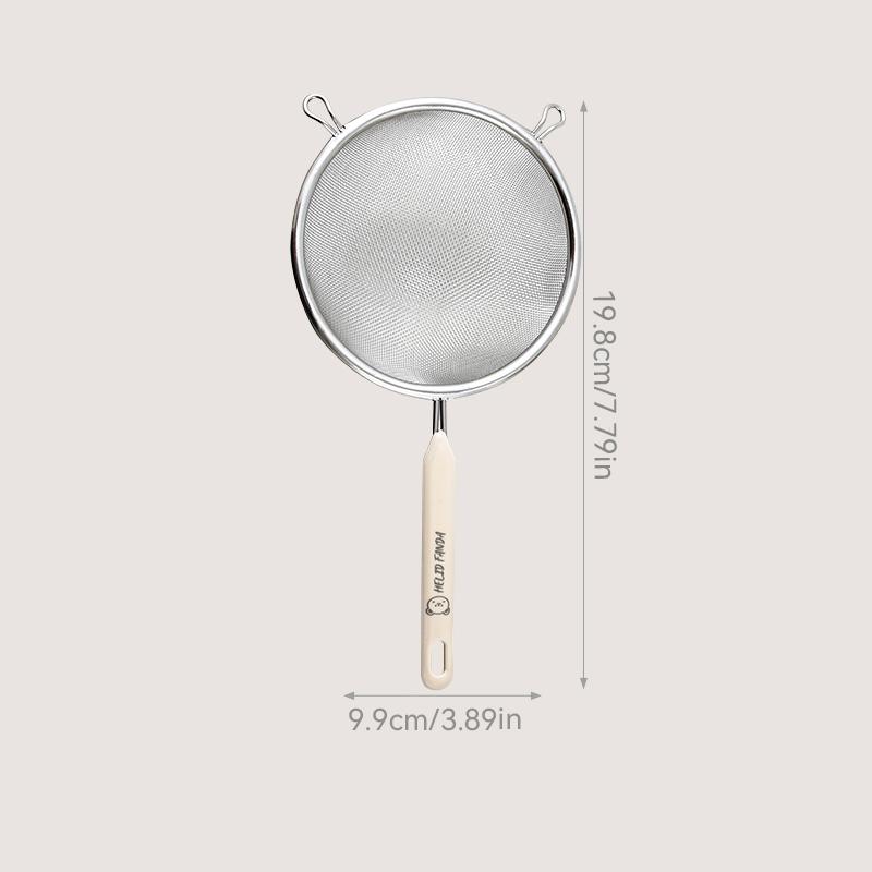 304 Stainless Steel Colander Durable Residue Strainer Plastic Handle Fine Mesh Oil Skimmer Spoon Flour Sieve Kitchen Accessories