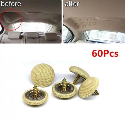 60Pcs Beige Car Roof Headliner Ceiling Sagging Liner Repair Kit Snap Button Pin