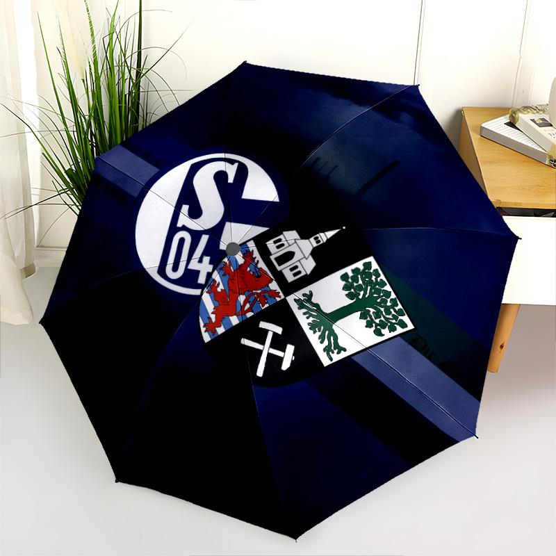 FC Schalke 04 Pattern, Automatic Folding Umbrella, Portable and Foldable Design, 8 Ribs, a Christmas or Birthday Gift.
