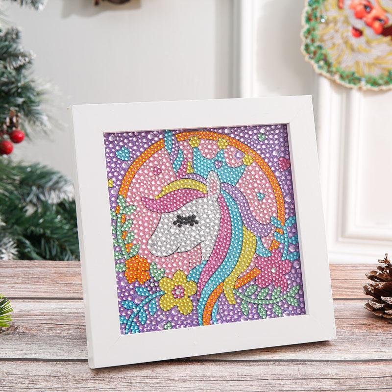 New Diy Diamond Painting Solid Wood Photo Frame Boxed Diamond Sticker Owl Cartoon Hand-Pasted Diamond Painting