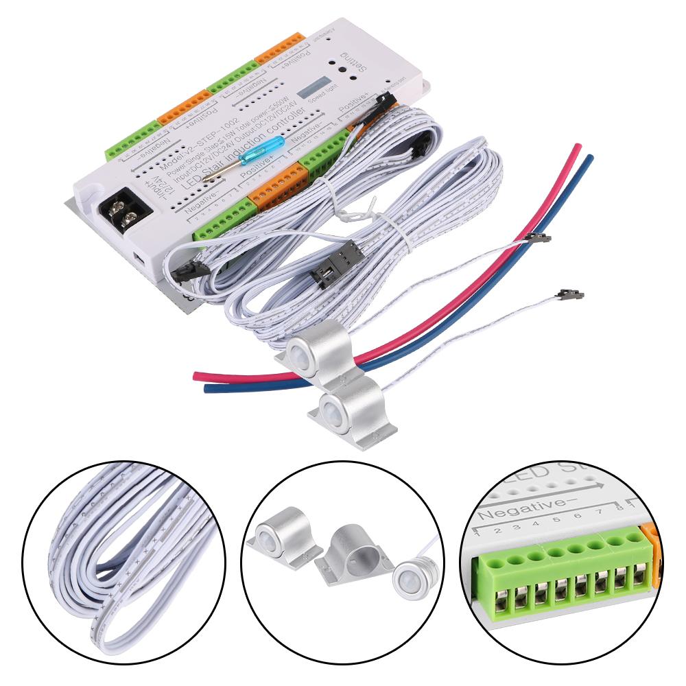 Automatic Indoor DC 12V 24V For Stairs Flexible Strip Stair Light Controller Kit 32 Channels LED Motion Sensor