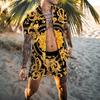 2022 Summer European & American Men's Casual Loose Short-sleeved Shirt & Shorts Beach Set