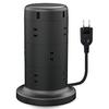 Tower-Style Power Strip Extension Cord [12 Outlets & 5 USB Ports] with Mounting Brackets, Lightning Guard, and Dust Shutter, 2m, Black, ECT-072
