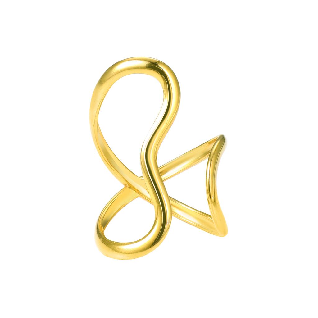 Ins Cold Wind Titanium Steel Ring, Irregular Line Stainless Steel Open Ring Women's Accessories