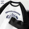 GENIOLAMODE Men's Retro Contrast Raglan Long Sleeve T-Shirt