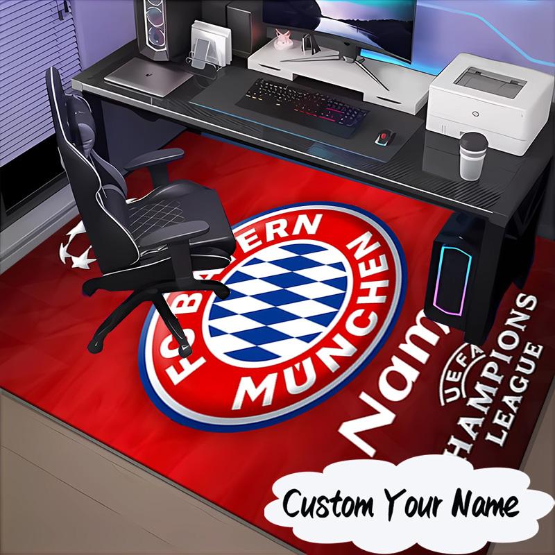 Custom Name Bayern Crest Rug for Living Room, Game Rooms, Office, Bedroom, Floor Mat Playful Design, fan gifts Christmas decor