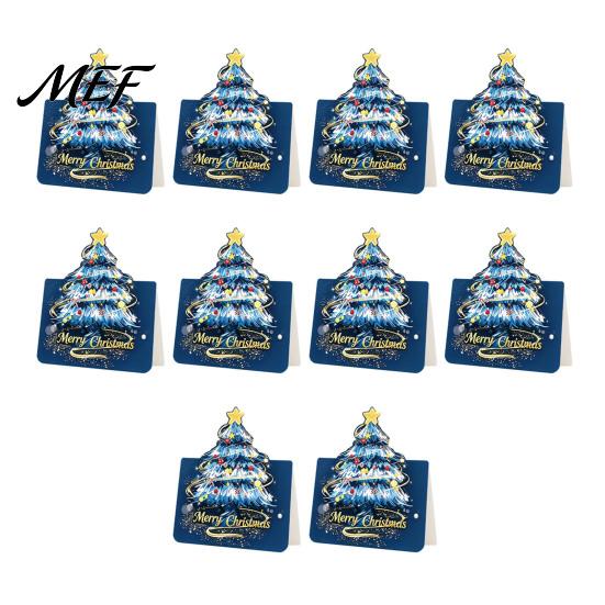 Decorative Christmas Tree Greeting Cards 10 Pcs 3D Cards, Holiday Postcards Three Dimensional Bulk for New Year, Winter Xmas Party Supplies