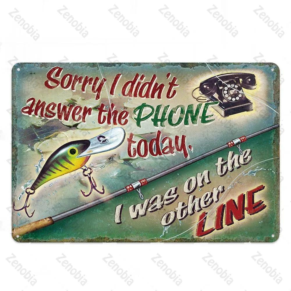 Fishing Decor Vintage Tin Sign Retro Metal Sign Wall Decor for Lake House Cabin Fishing Gift Metal Plate