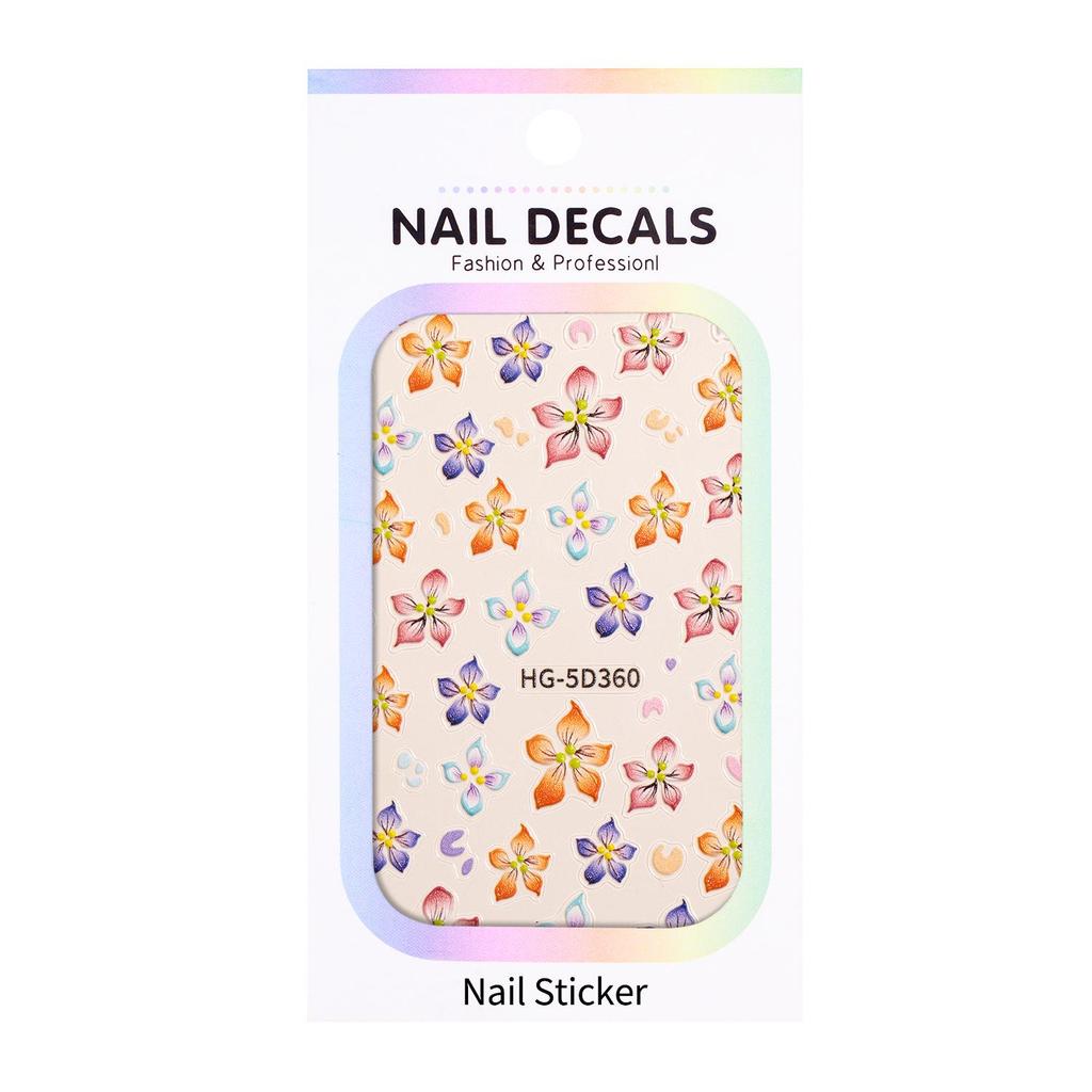 Maillard 3D Iridescent Five-Petal Flower Nail Stickers