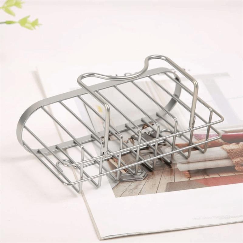 Suction Cup Hollowed Sponge Rack with Hanging Hook Easy to Clean Non-Punching Kitchen Sink Drain Organizer
