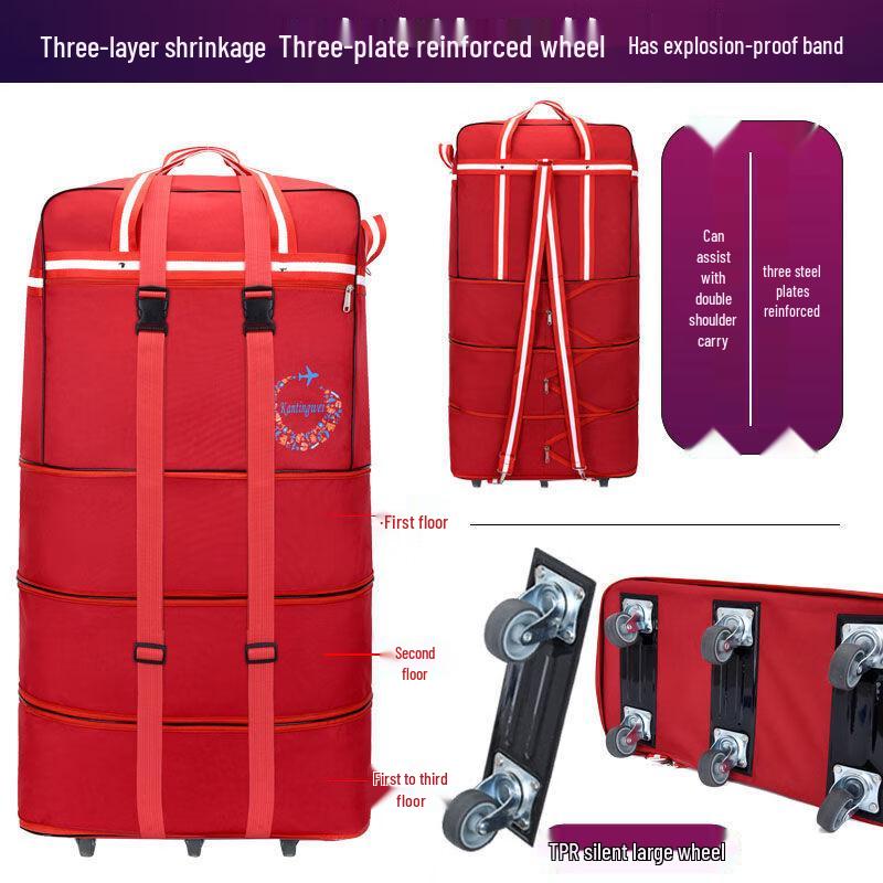 Складная расширяемая дорожная сумка на универсальных колесах