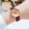 Simple And High-Value Women'S Watch, High-End Leather Bamboo Strap Watch, Women'S Quartz Watch