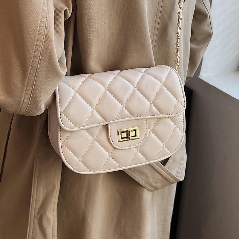 High-end Small Bag Women's New Trendy Fashion Shoulder Bag Texture Diamond Chain Messenger Bag