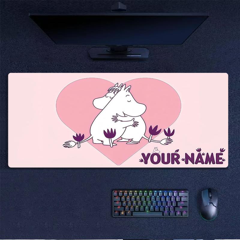 Custom Name,Moomin Mouse Pad, Large Gaming Desk Mat, Non-slip XXL Mousepad for Laptop & Tablet, Mini PC Playmat with Stitched Edges