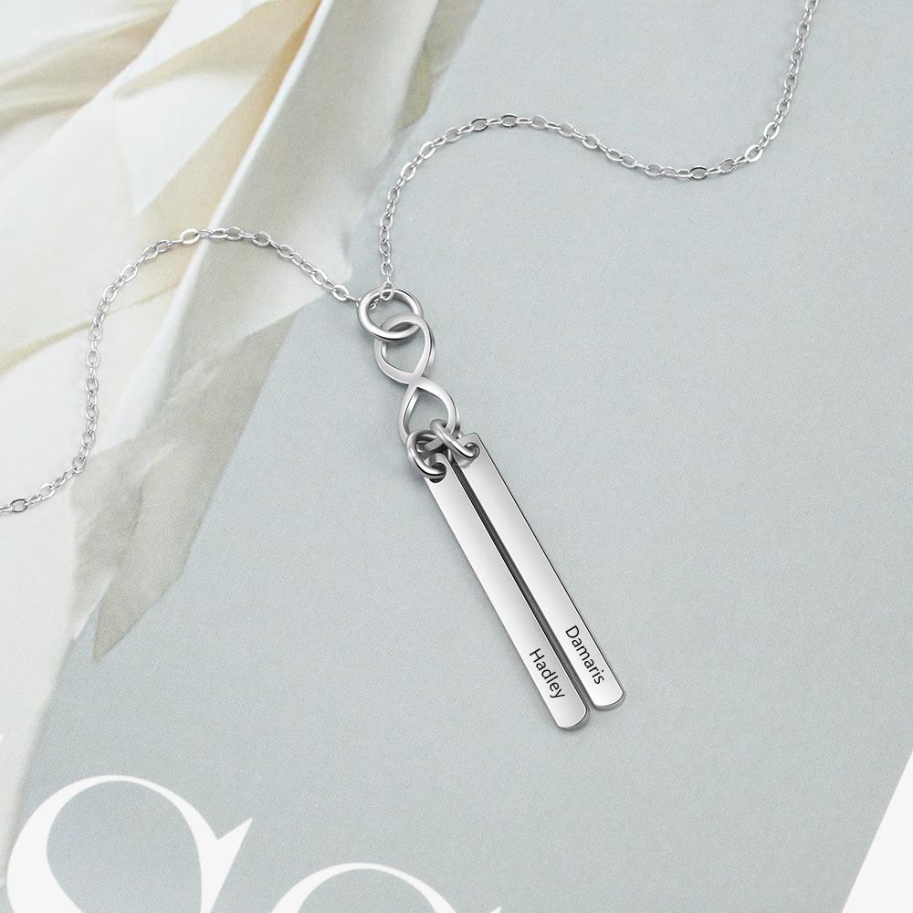 Personalized Infinity Necklace With Vertical Bar Pendant Custom Name Stainless Steel Jewelry Creative Gift For Women