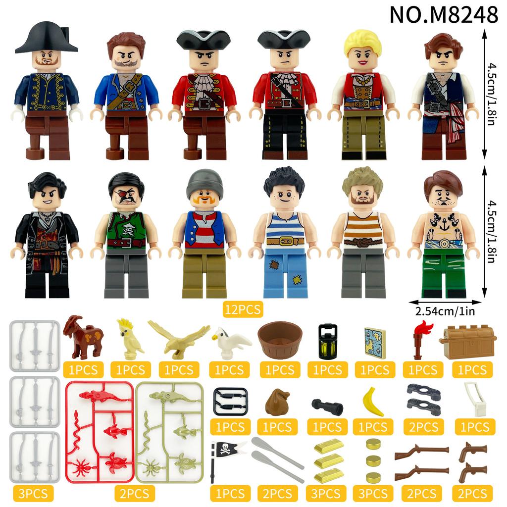 MOC Creative Series Pirate Gang Sailor Character Building Toys