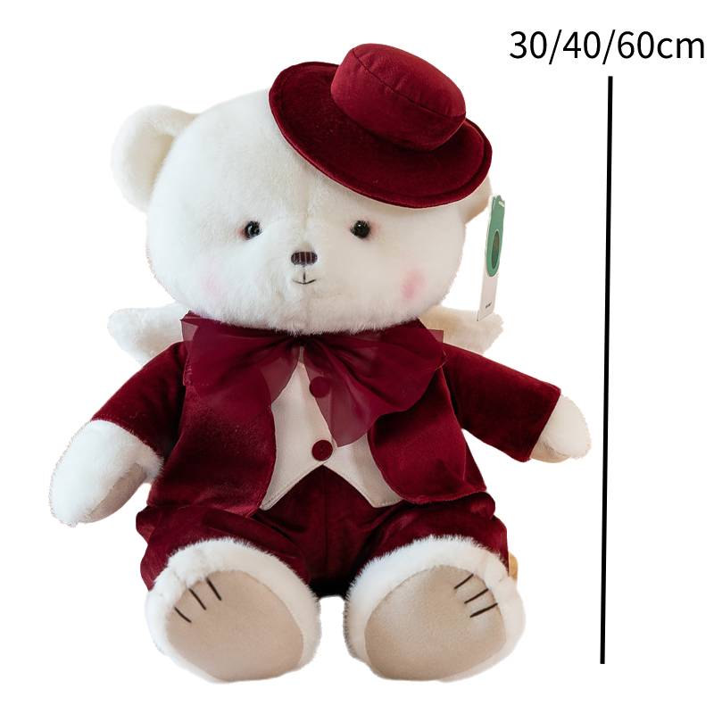 

Wedding Bear Teddy Plush Toy Wedding Dress Gown Doll Gift For Couples Pp Cotton Red Male,30cm/11.81in