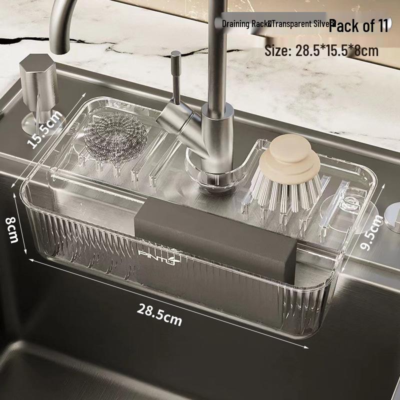 

Стойка для раковины на присоске: Корзина для крана без сверления и держатель для щетки для мытья посуды