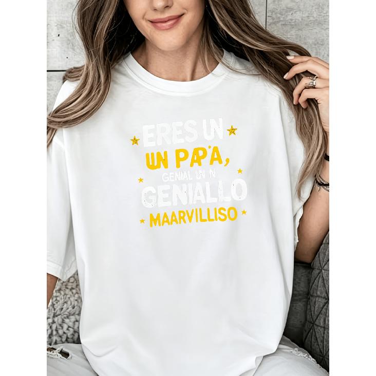 Funny Quotes Print for Womens Fathers Day T Short sleeved round neck casual shirt S белый