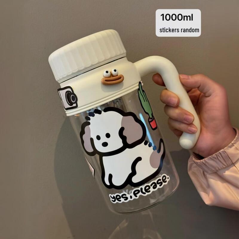 Large Capacity Glass Water Bottle with Tea Infuser and Handle