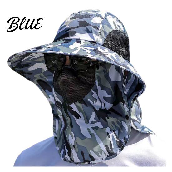 Breathable Mesh Face Mask Hat Sun Hats for Men UV Protection Fishing with Neck Flap & Mask Full Coverage Wide Brim Bucket Hat Foldable Summer
