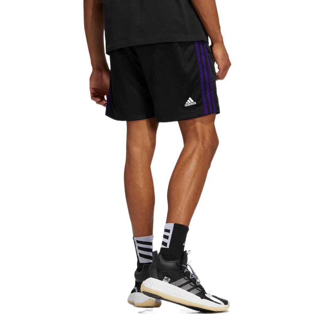 Adidas Striped Print Lace-Up Sports Shorts Men Bottoms Black HS8517