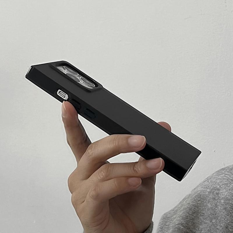 Simple  Matte Black Rectangle Frame Phone Case For For Iphone 17 16 1 13 14 12 Pro Max IMD TPU Shockproof Back Cover